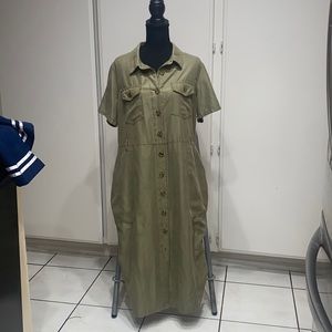 Khaki Oversized maternity dress